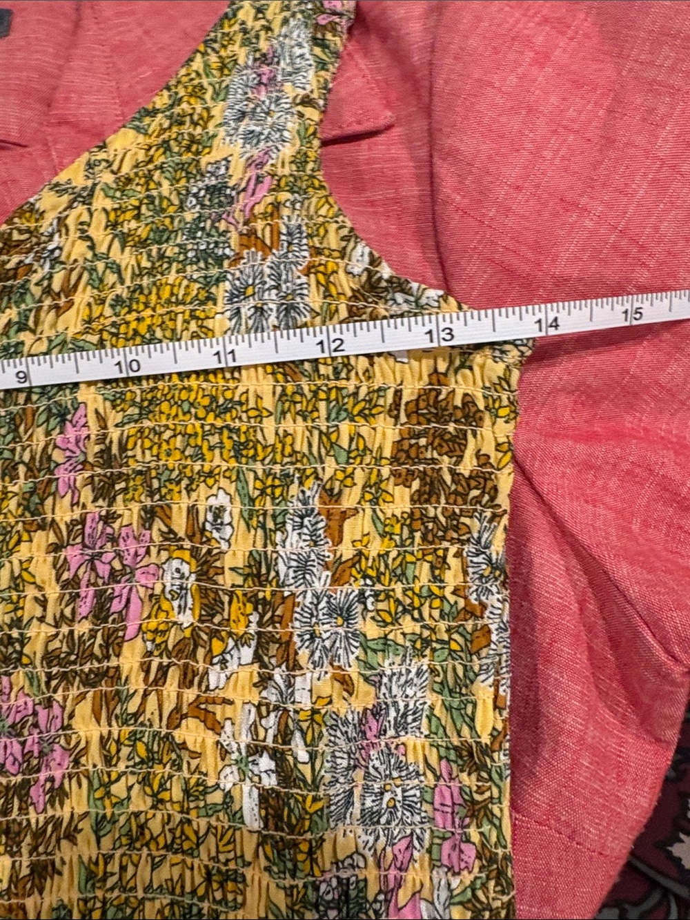 Smocked V-Neck Maxi Dress in Mustard Floral - Picture 6 of 7